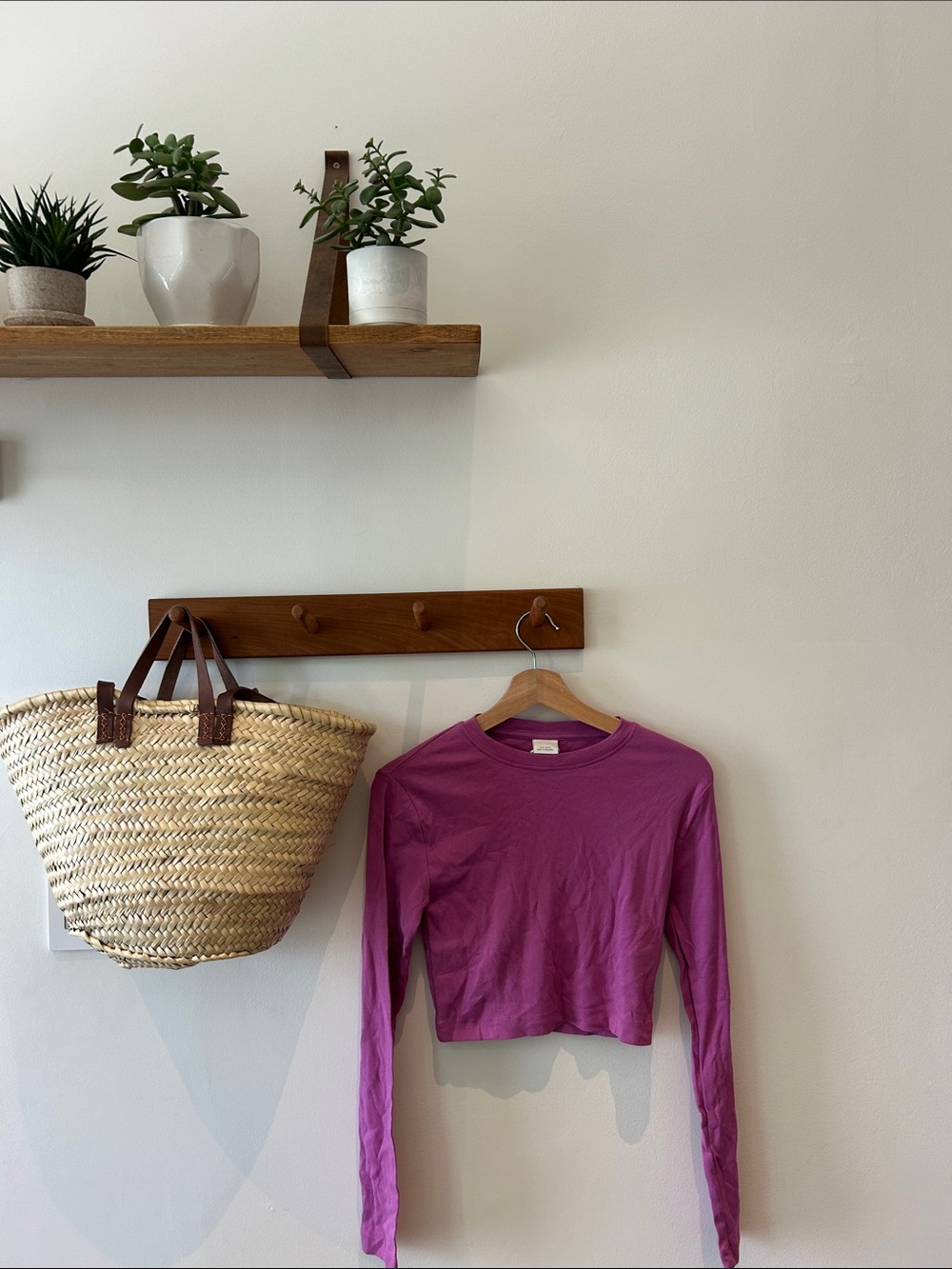 Zara Magenta Long-Sleeve Crop Tee